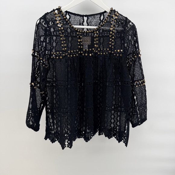 Maeve Black Auralis Lace Blouse Anthropologie - Picture 4 of 7